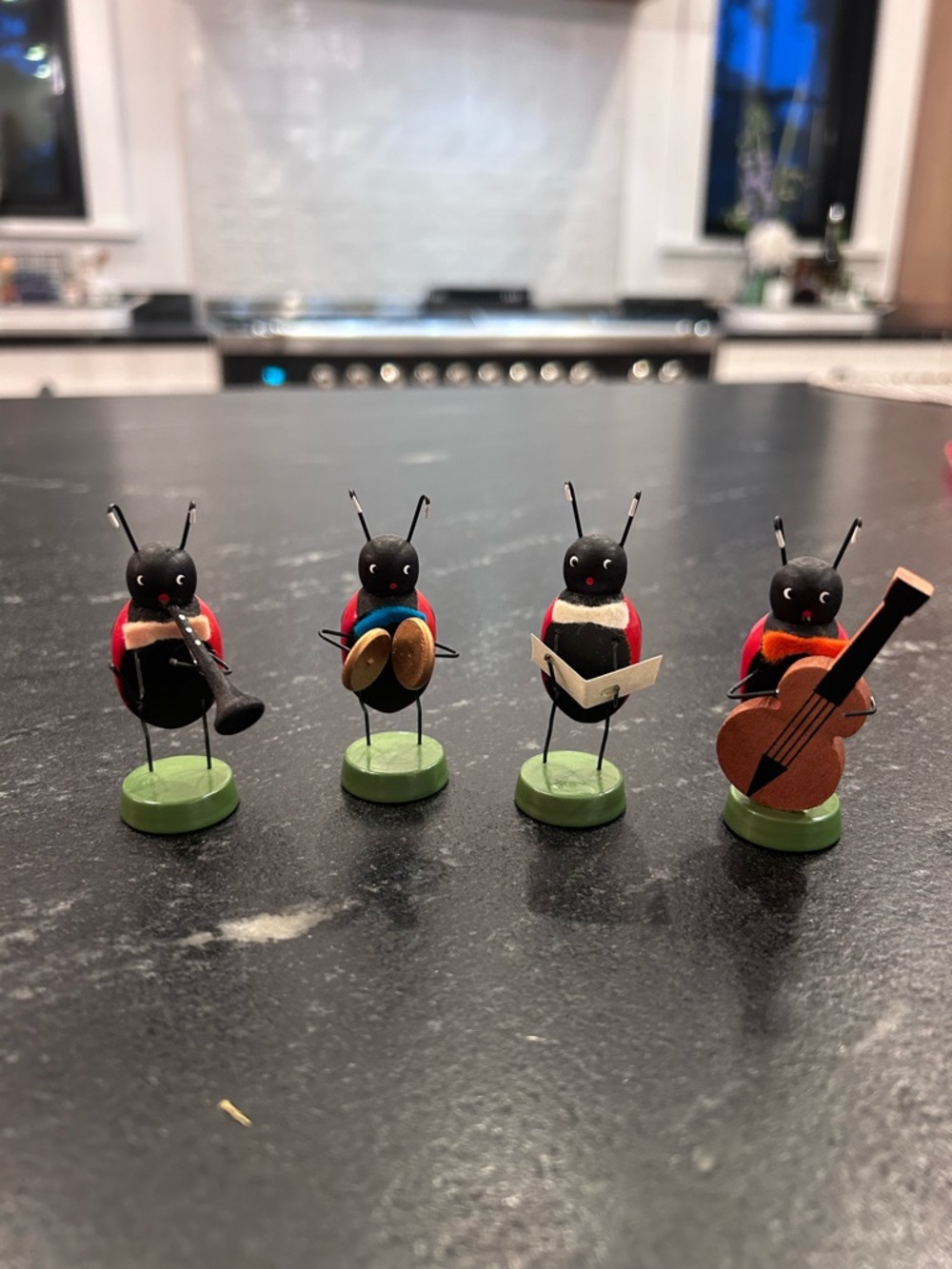 Vintage German Holiday Christmas Erzgebirge  Ladybug Band 4pcs
